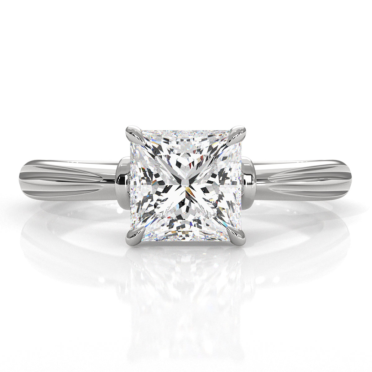 4.2g Ridged Solitaire Prong Set Lab Grown Diamond Engagement Ring IGI Certified 2.6mm 1.00 Ctw.